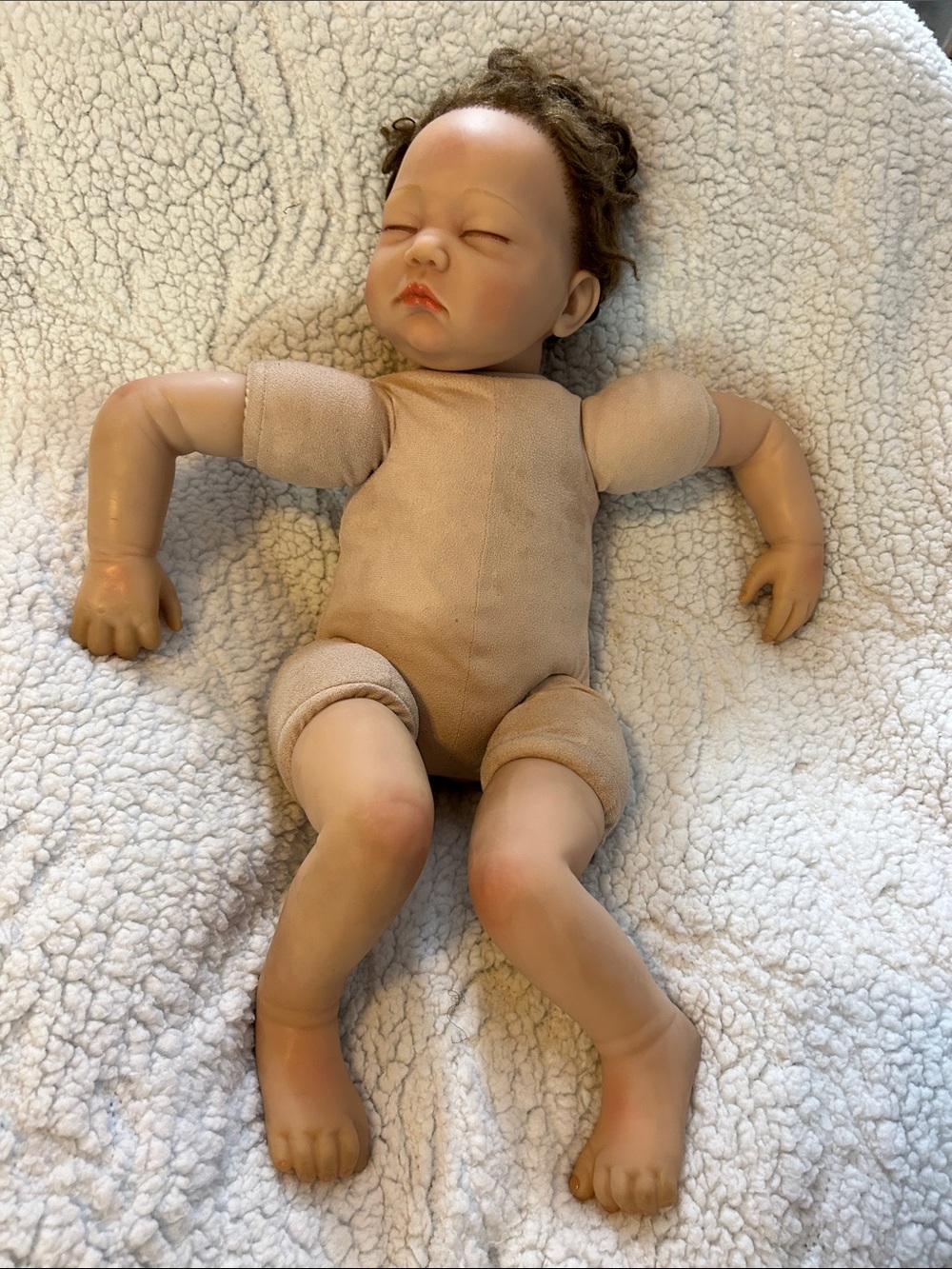 Realistic Baby Doll in Beige Cloth Body - Unbranded